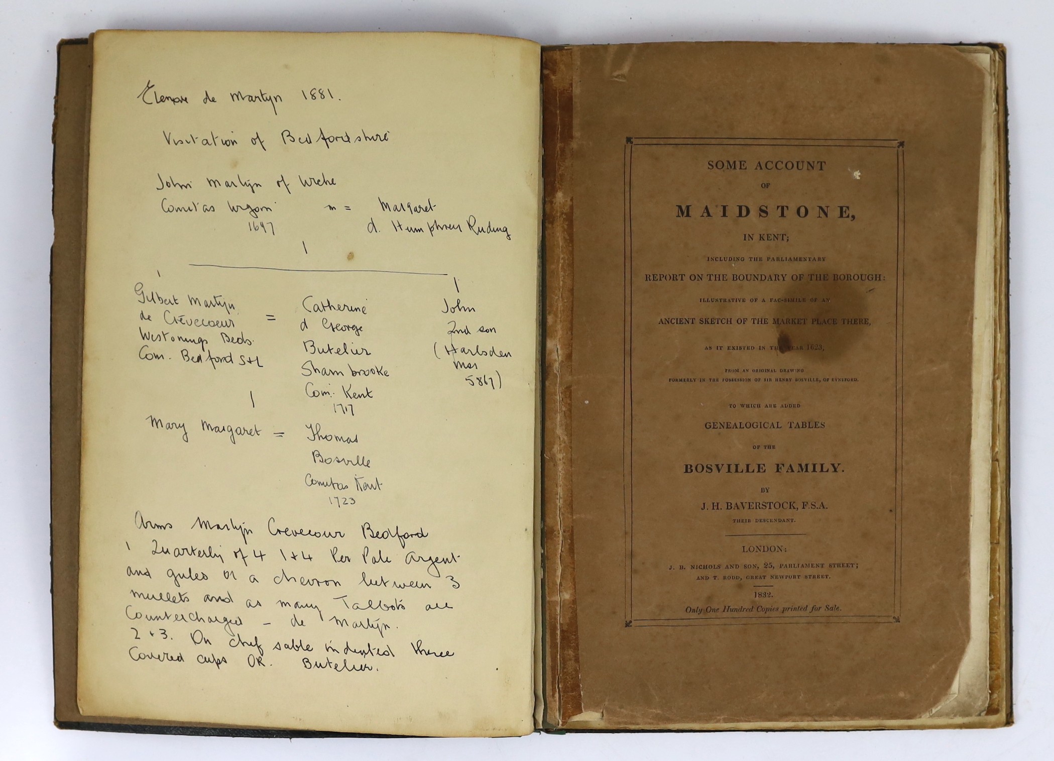 KENT: Acts of Parliament, for the Government and Regulation of the Poor in the Town and Parish of Maidstone.... original printed wrappers, folio. Maidstone, 1828; The Poll for electing Two Burgesses, for.... Maidstone...